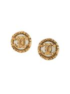 Chanel Vintage Round Cc Mirror Earrings - Gold