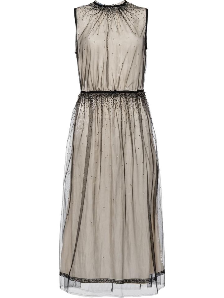 Prada Embellished Tulle Dress - Black