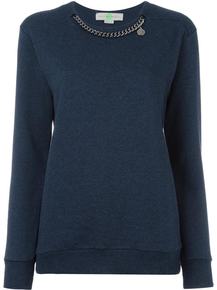 Stella Mccartney 'falabella' Chain Detail Jumper, Women's, Size: 38, Blue, Cotton/metal (other)