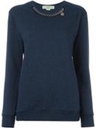 Stella Mccartney 'falabella' Chain Detail Jumper, Women's, Size: 38, Blue, Cotton/metal (other)
