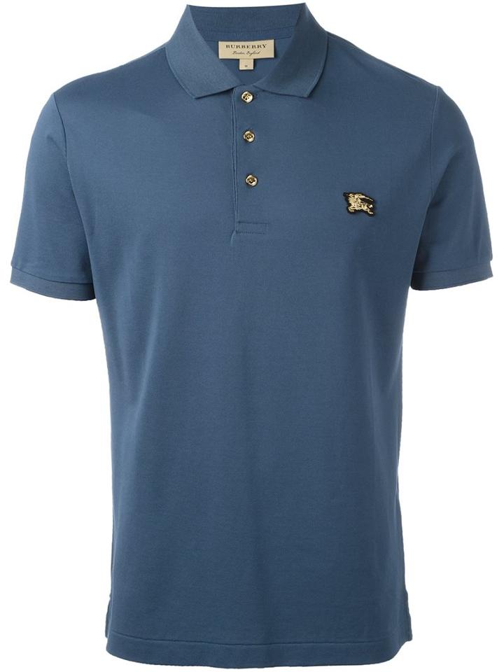 Burberry Short Sleeve Polo Shirt, Men's, Size: Medium, Blue, Cotton