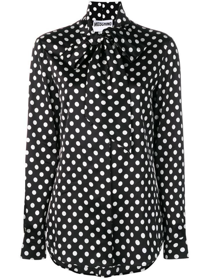 Moschino Pussy Bow Polka Dot Shirt - Black