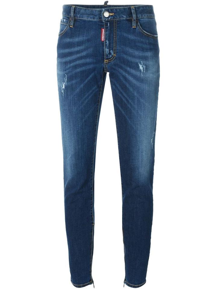 Dsquared2 'twiggy' Medium Waist Jeans, Women's, Size: 44, Blue, Cotton/spandex/elastane/polyester