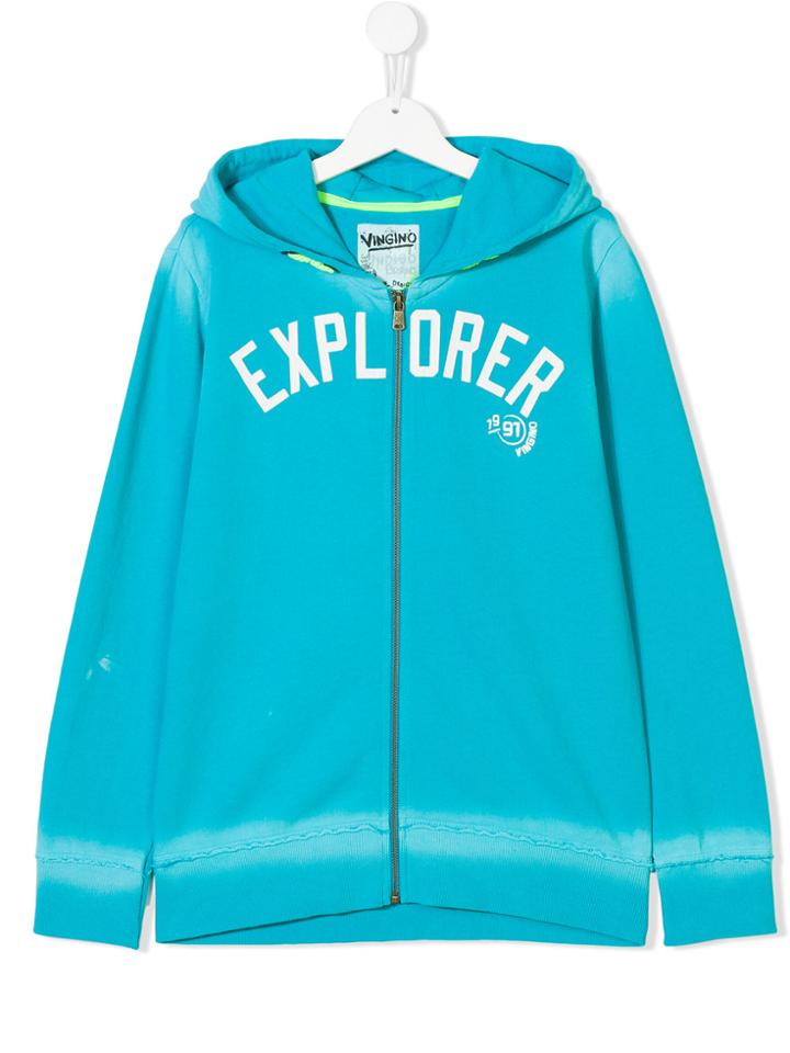 Vingino Explorer Print Zipped Hoodie - Blue