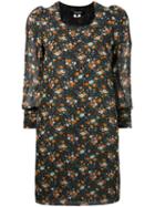 Junya Watanabe Comme Des Garçons - Cropped Sleeve Floral Shift Dress - Women - Polyester/rayon - L, Black, Polyester/rayon