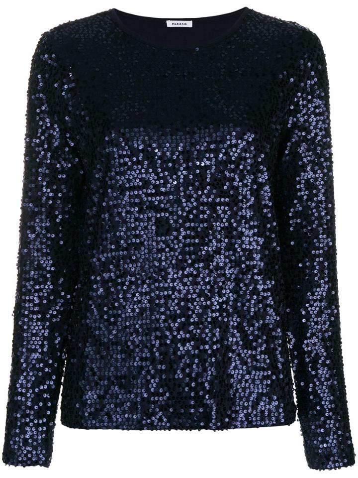 P.a.r.o.s.h. Sequined Long Sleeve Top - Blue