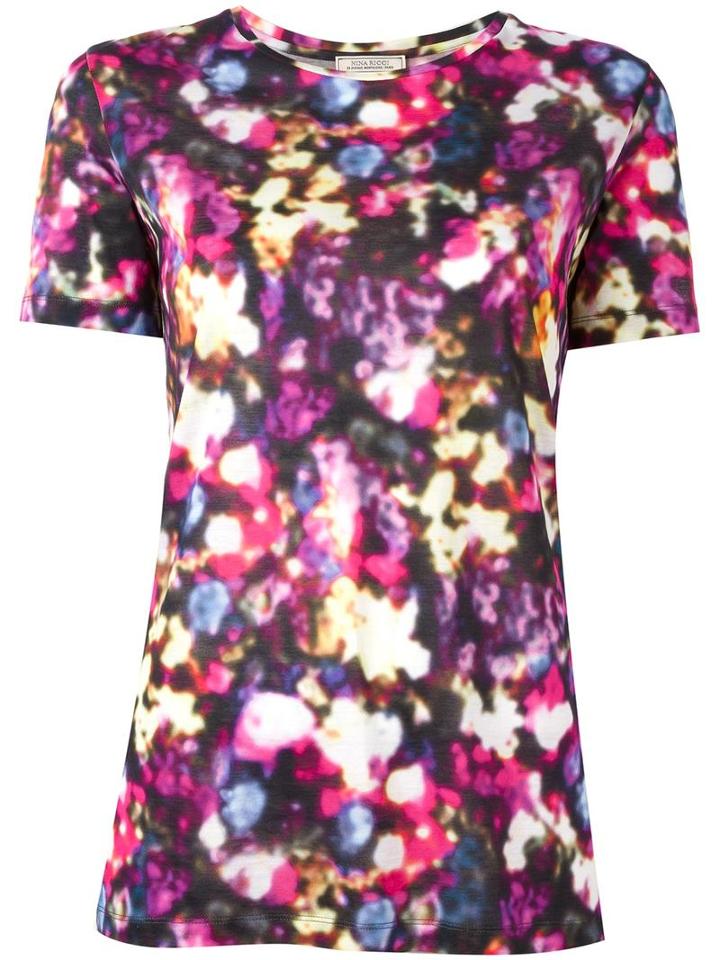 Nina Ricci Blurred Floral Print T-shirt, Women's, Size: 36, Pink/purple, Cotton