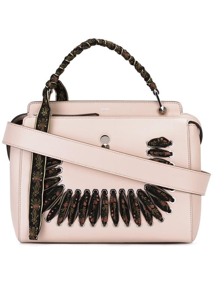 Fendi Dotcom Tote Bag, Women's, Pink/purple, Leather/cotton