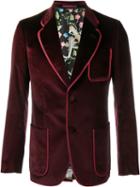 Gucci Velvet Blazer, Men's, Size: 48, Red, Silk/cotton/spandex/elastane