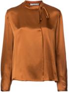 Vince Tie Neck Silk Popover - Orange