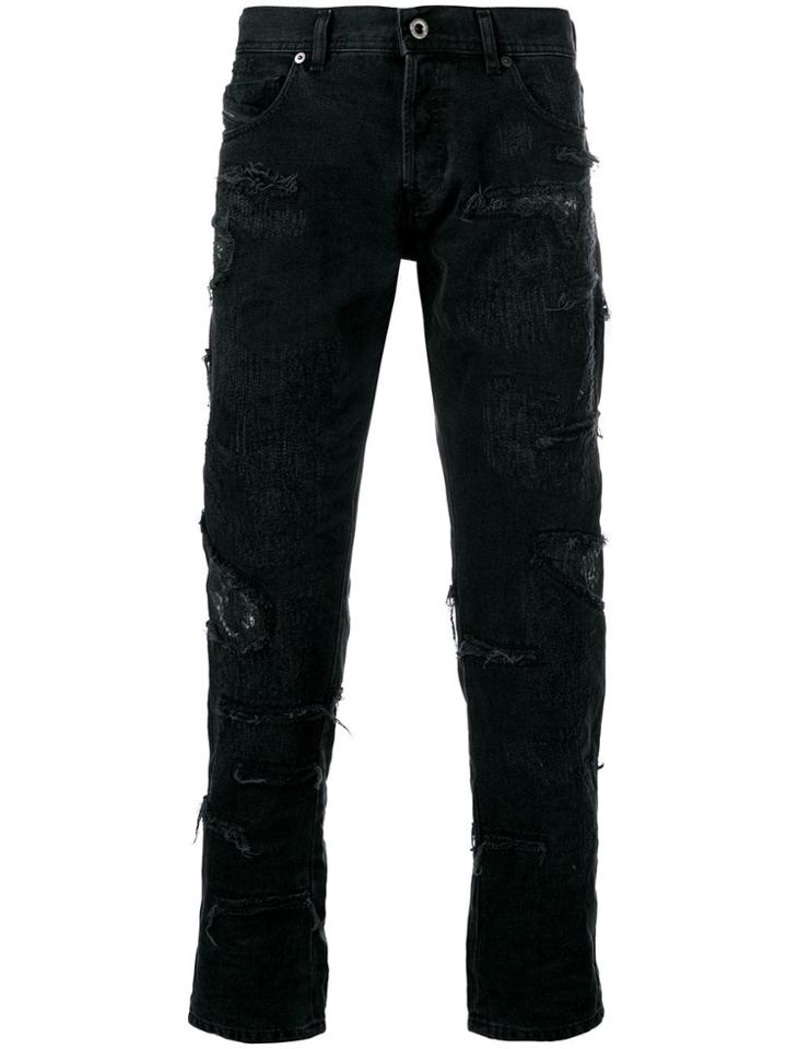 Diesel Black Gold Slim Jeans In Over-distressed Denim