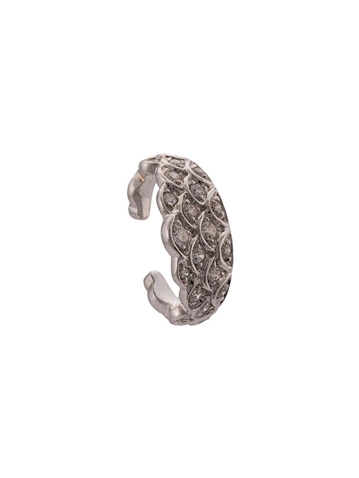 Anita Ko 18kt White Gold Diamond Crown Ear Cuff - Silver