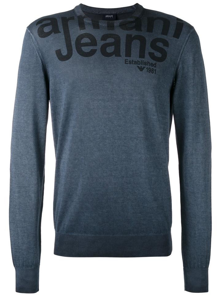 Armani Jeans - Logo Print Sweatshirt - Men - Cotton - L, Blue, Cotton