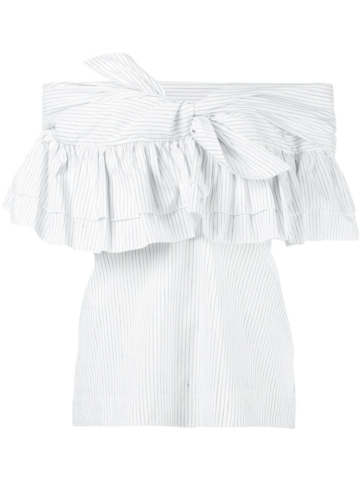 Isa Arfen - Frill-trim Blouse - Women - Silk/cotton/linen/flax - 10, White, Silk/cotton/linen/flax