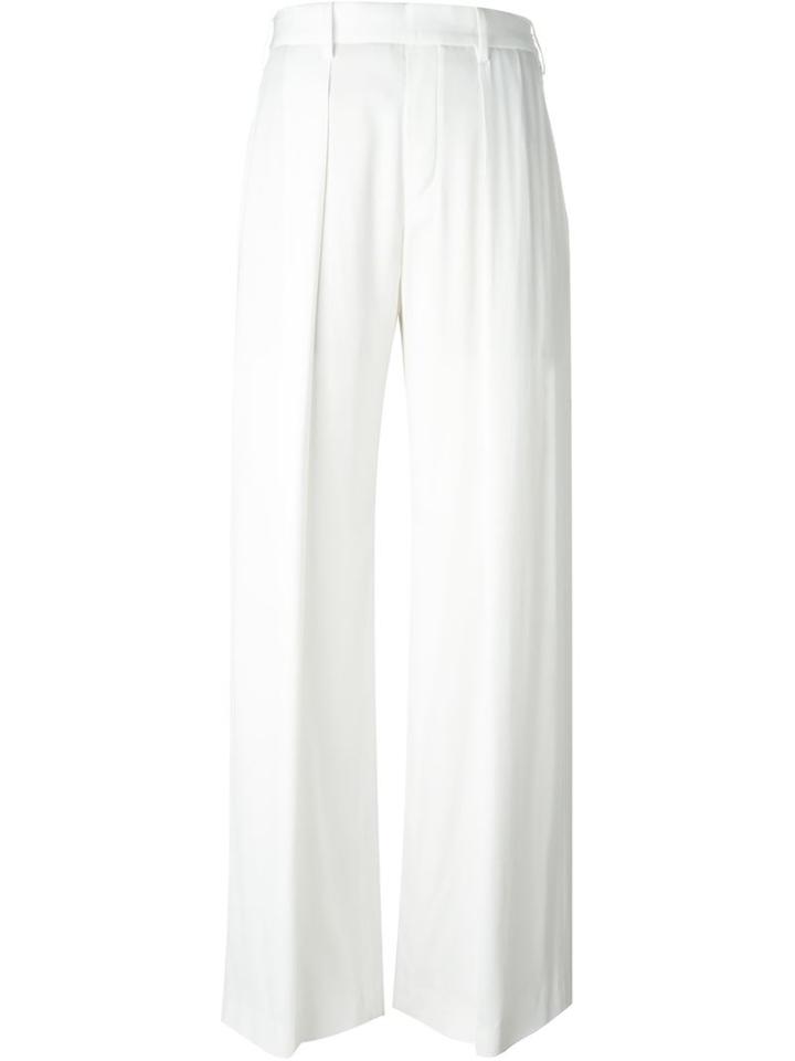 Neil Barrett Pleated Palazzo Pants, Women's, Size: 40, White, Spandex/elastane/cupro/viscose