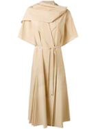 Lemaire - Pleated Neck Dress - Women - Cotton/linen/flax - 40, Brown, Cotton/linen/flax
