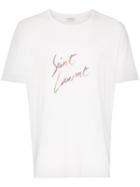 Saint Laurent Rainbow Script Logo Cotton T-shirt - White