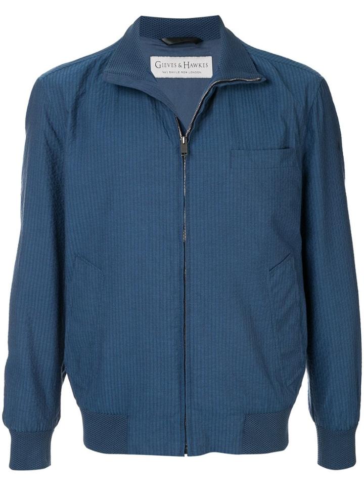 Gieves & Hawkes Tonal Stripe Bomber Jacket - Blue