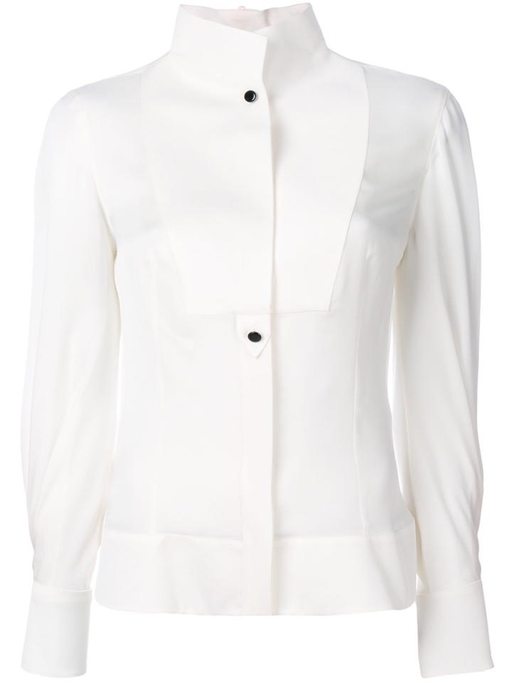 Giorgio Armani High Collar Bib Shirt - Nude & Neutrals