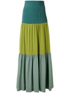 Erika Cavallini - Colour Block Skirt - Women - Silk/acetate - 38, Green, Silk/acetate