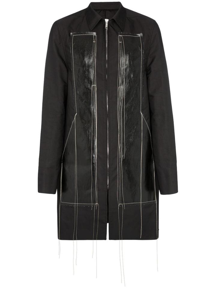 Rick Owens Thread Detail Panelled Coat - Black