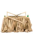 Sara Battaglia Lady Clutch, Women's, Grey, Calf Leather/metal