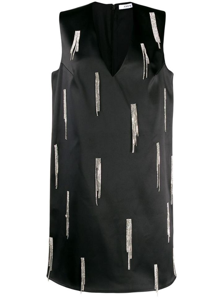 Amen Crystal Tassel Dress - Black