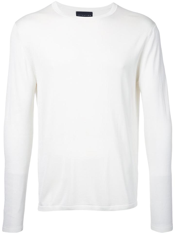 Estnation Crew Neck Top, Men's, Size: Small, White, Silk