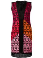 Capucci Pleated Neckline Dress, Women's, Size: 40, Pink/purple, Cotton/polyamide/polyester/spandex/elastane