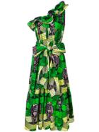Stella Mccartney Microphone Print One Shoulder Dress - Green