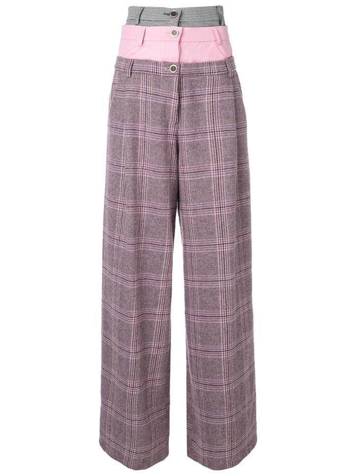 Natasha Zinko Tripe Waist Wide Leg Trousers - Pink