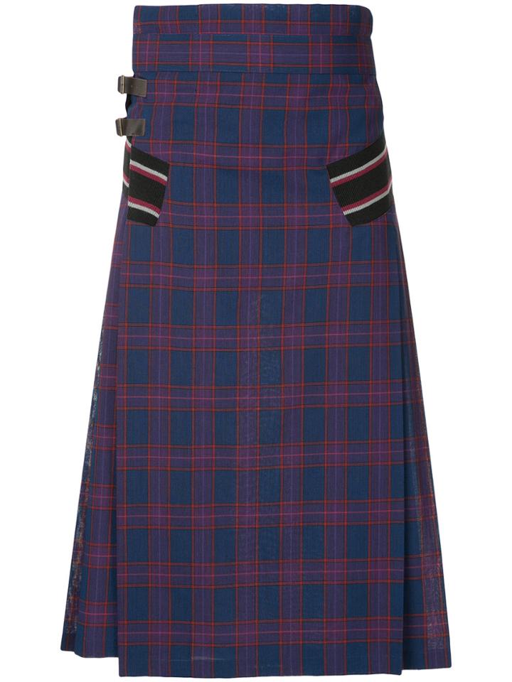 Facetasm Checked Midi Skirt - Blue