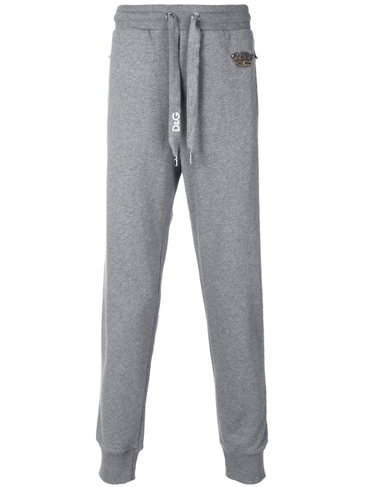 Dolce & Gabbana Crown Patch Track Pants - Grey