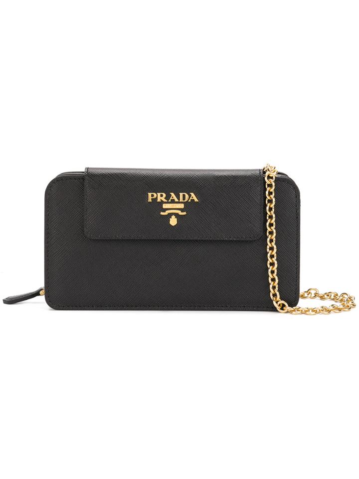 Prada Saffiano Chain Wallet Bag - Black
