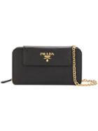 Prada Saffiano Chain Wallet Bag - Black