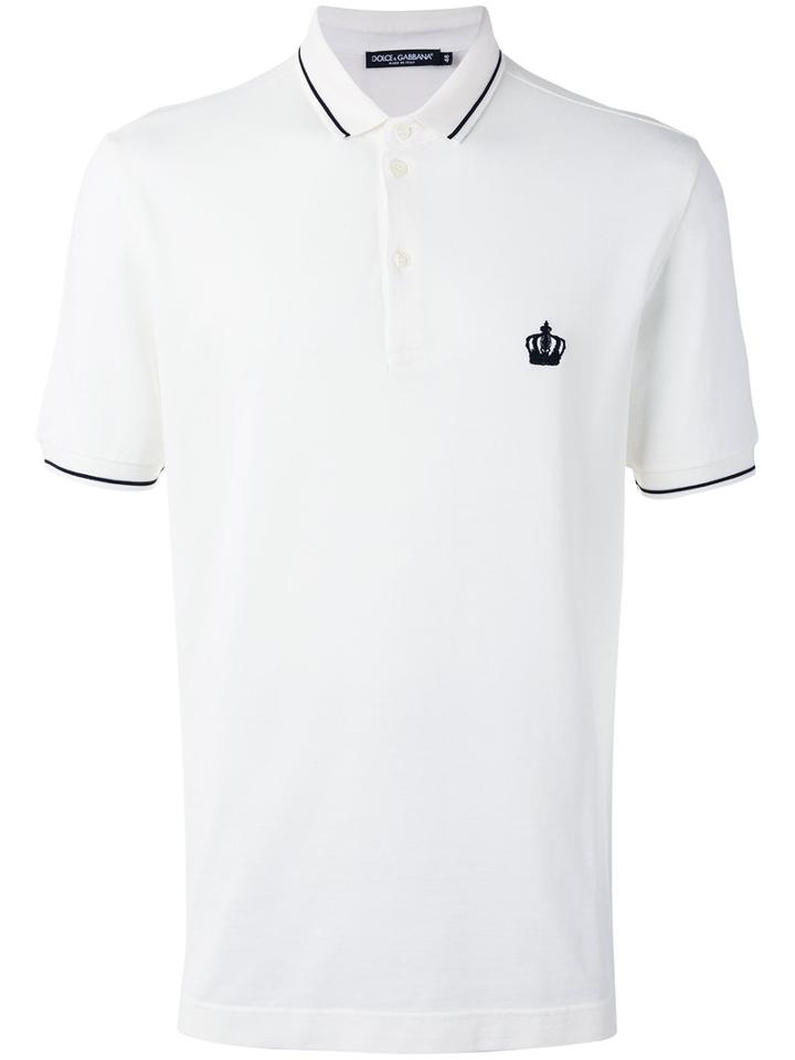 Dolce & Gabbana Stripe Detail Polo Shirt, Men's, Size: 54, White, Cotton