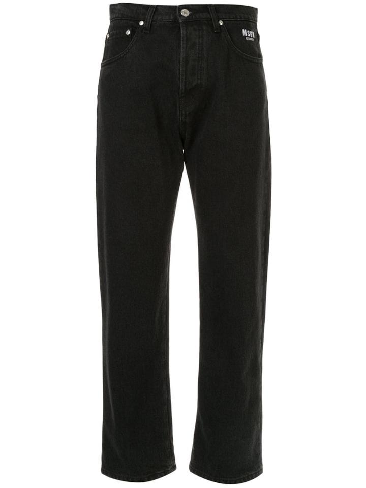 Msgm Logo Stamp High-rise Denim Jeans - Black