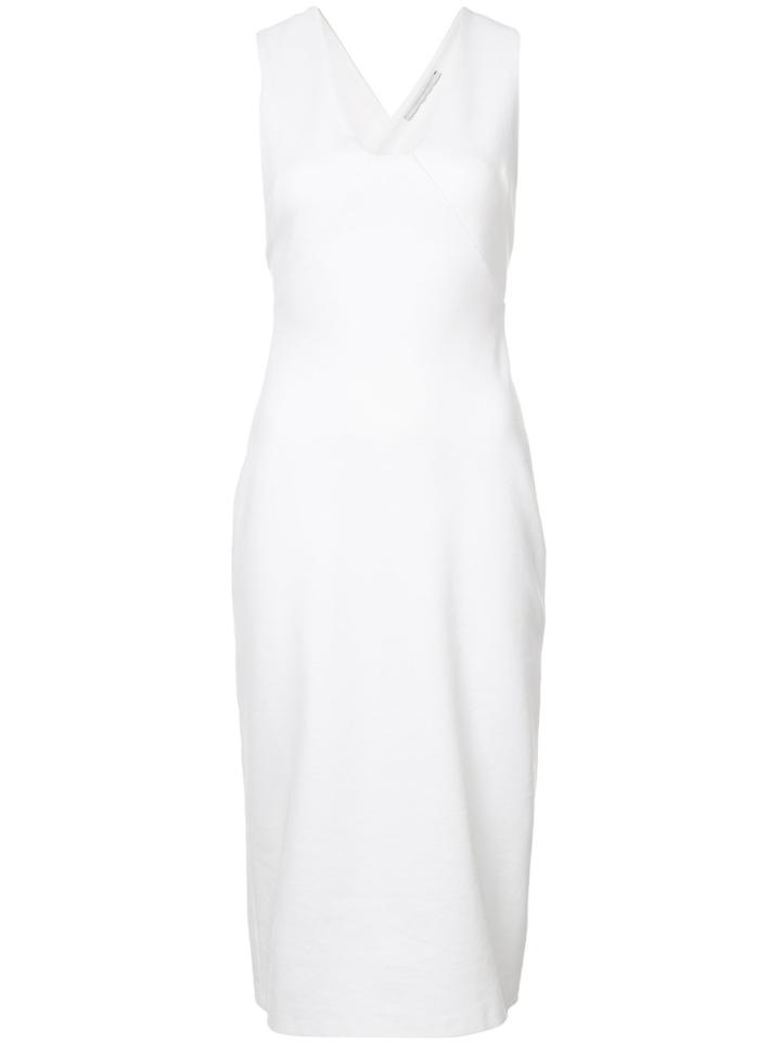 Rosetta Getty Fitted V-neck Dress - White