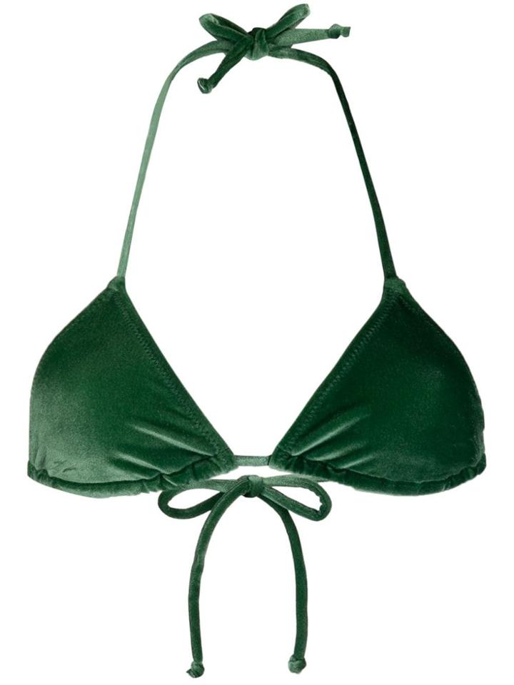 Solid & Striped Velvet Triangle Bikini Top - Green