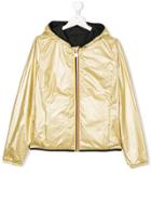 K Way Kids Teen Hooded Zipped Jacket - Metallic