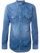 Saint Laurent Western Denim Shirt, Men's, Size: Xl, Blue, Cotton/linen/flax