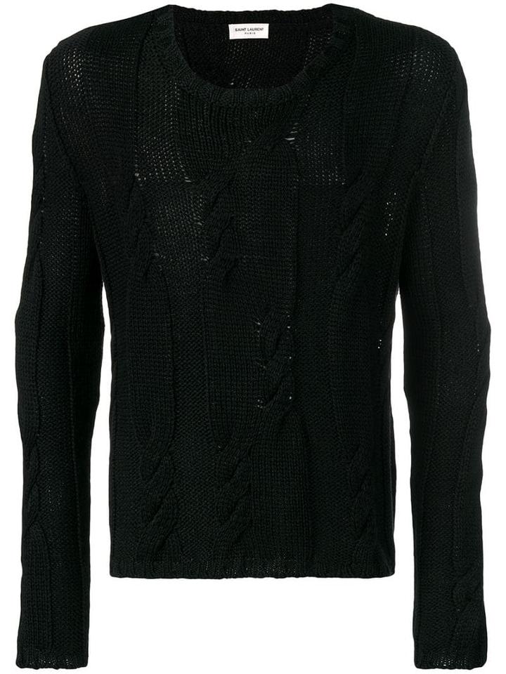 Saint Laurent Cable Knit Jumper - Black