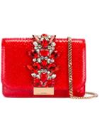 Gedebe Embellished Crossbody Bag, Women's, Red, Leather/metal (other)/glass