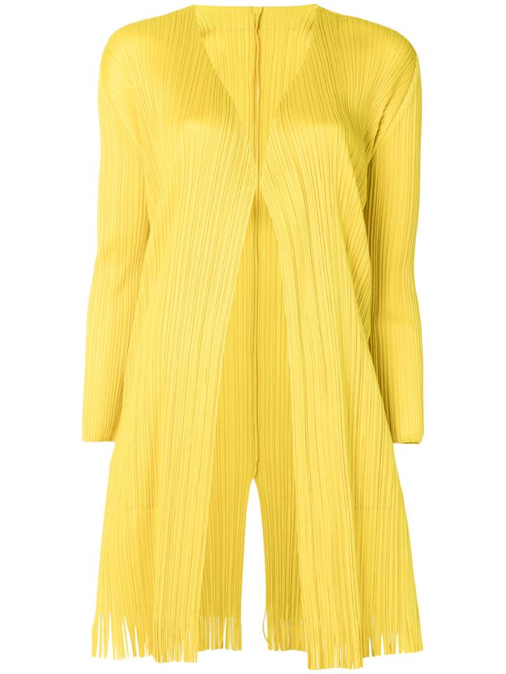 Pleats Please By Issey Miyake Pleated Long Cardigan - Yellow & Orange