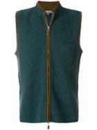 N.peal Suede Trim Cashmere Gilet - Blue