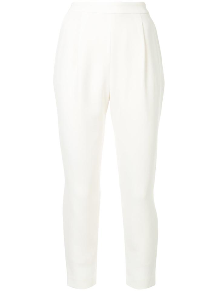 Estnation High-waisted Cropped Trousers - White