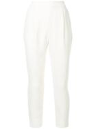 Estnation High-waisted Cropped Trousers - White