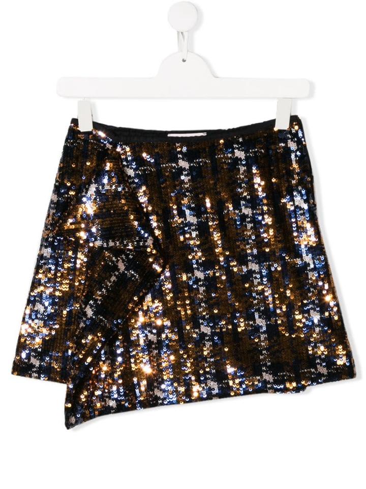 Alberta Ferretti Kids Sequin Embellished Skirt - Blue