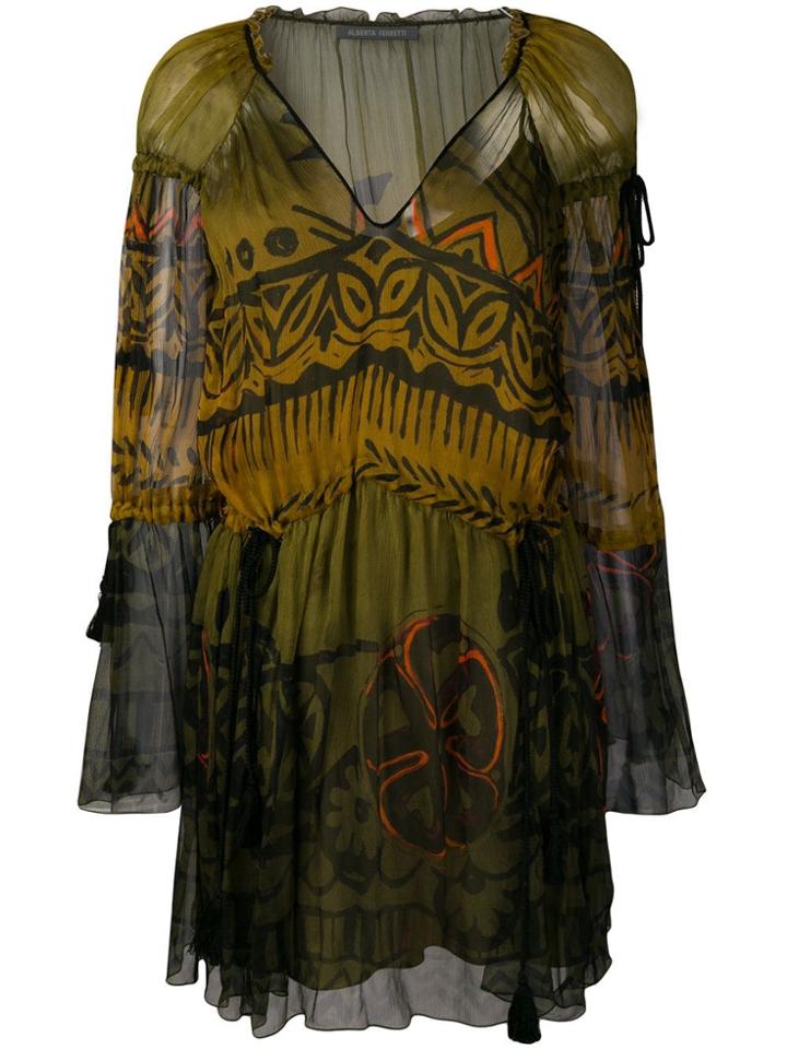 Alberta Ferretti Patterned Colour-block Dress - Green