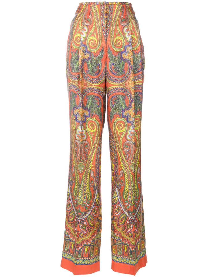 Etro Mixed Print Wide-leg Trousers - Yellow & Orange